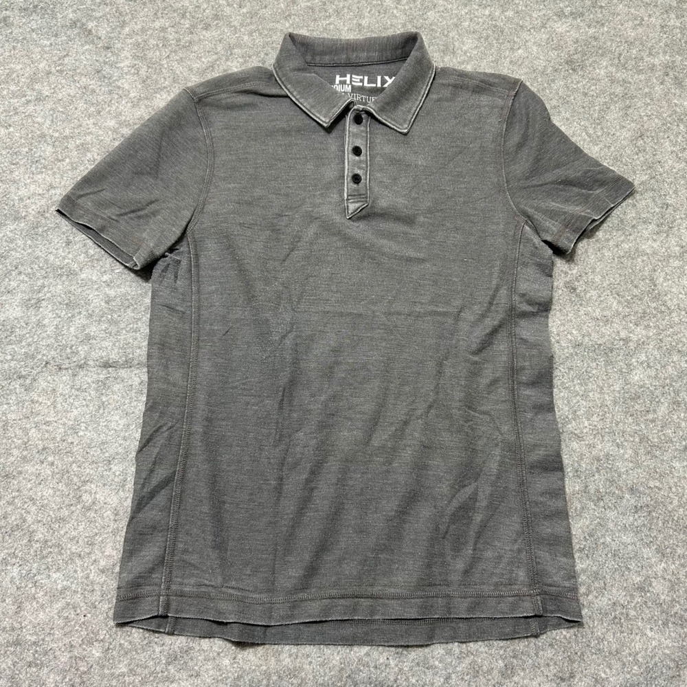 Helix Polo Shirt Mens Medium Gray Short Sleeve Casual Acid Wash Cotton Blend